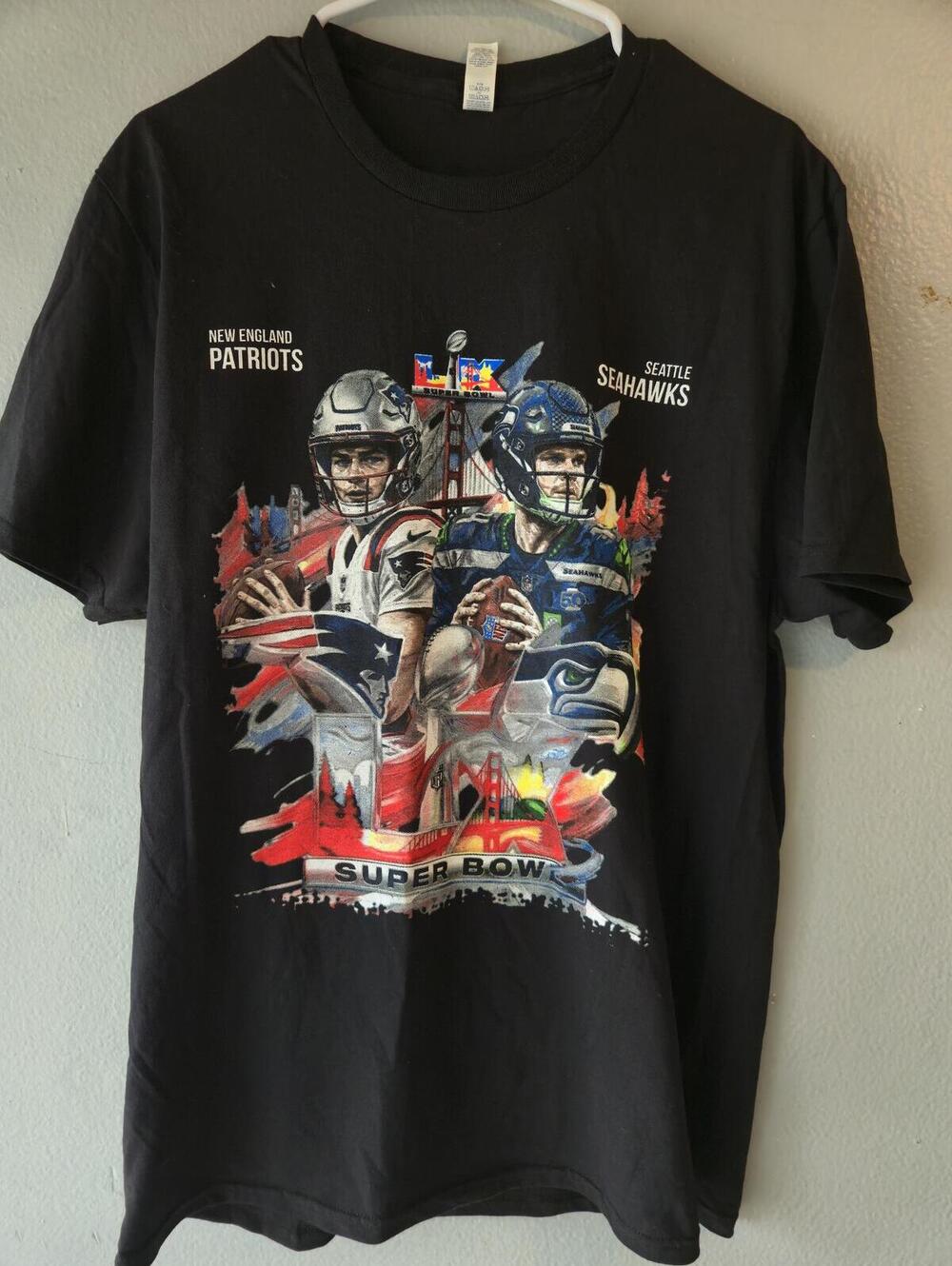 Super Bowl LVIII 2026 New England Patriots vs Seattle Seahawks Black T-Shirt